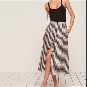 Reformation plaid midi skirt